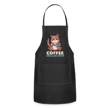 Coffee To Survive Nine Lives Funny Cute Cat - Adjustable Apron - black - Front - Julia (174cm)