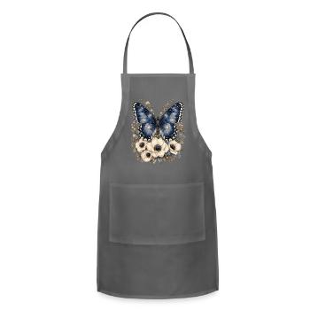 Botanical Blue Butterfly - Adjustable Apron - charcoal - Front - Julia (174cm)