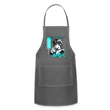 Cute Anime Boy Drinking Milk Cyan Vaporwave Art - Adjustable Apron - charcoal - Front - Julia (174cm)