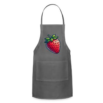 Bold Strawberry Pop Art - Adjustable Apron - charcoal - Front - Julia (174cm)