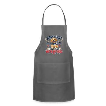 Sorry I Can't – I Have Plans With My Dog - Adjustable Apron - charcoal - Front - Julia (174cm)
