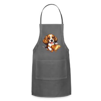 Beagle Dog with Pizza - Funny Pet Design - Adjustable Apron - charcoal - Front - Julia (174cm)