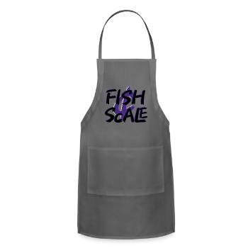 Purple Fish Sale Brush Art - Adjustable Apron - charcoal - Front - Julia (174cm)