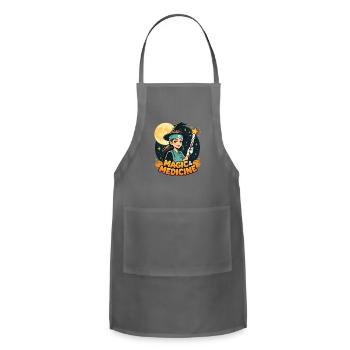 Magic & Medicine – Halloween Nurse & Medical Staff - Adjustable Apron - charcoal - Front - Julia (174cm)