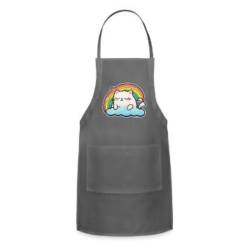Resting Rainbow Cat - Adjustable Apron - charcoal - Front - Julia (174cm)