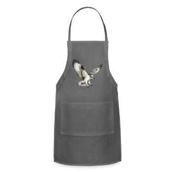Vintage Osprey Flying Hand Drawn Wildlife Sketch  - Adjustable Apron - charcoal - Front - Julia (174cm)