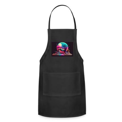 Spooky Full Moon Psychedelic Landscape Paint Drips - Adjustable Apron