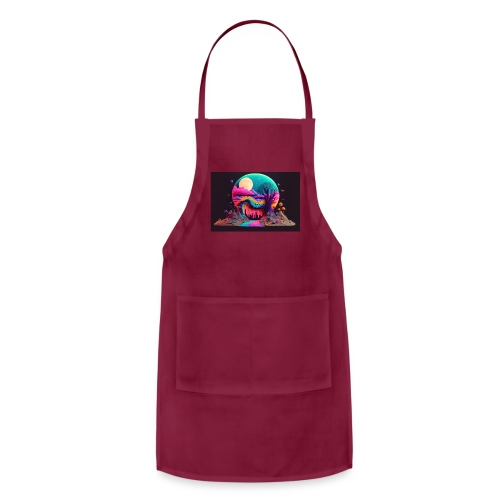 Spooky Full Moon Psychedelic Landscape Paint Drips - Adjustable Apron