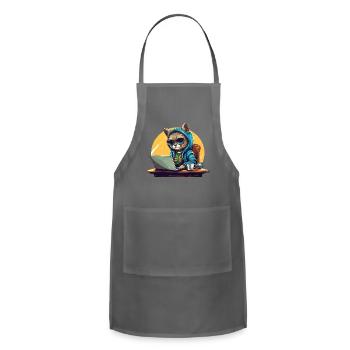 Cool Cat CEO - Start-Up Vibes with Laptop and - Adjustable Apron - charcoal - Front - Julia (174cm)