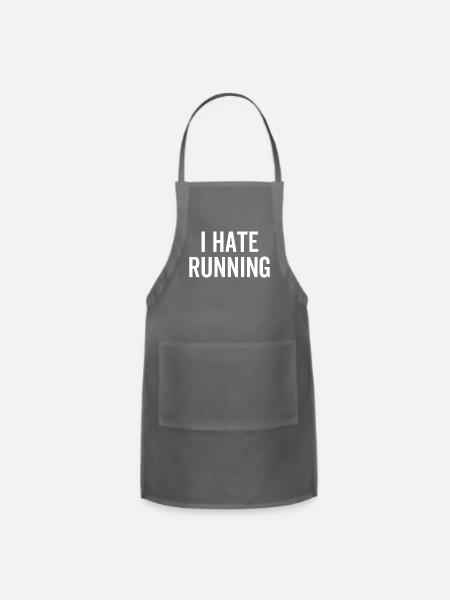 I Hate Running - Adjustable Apron - charcoal