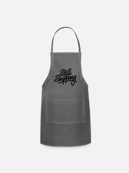 Still Shipping Script Tee - Adjustable Apron - charcoal
