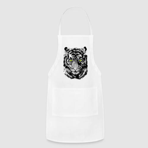 Gray Tiger Head Drawing - Black and white Tiger - Adjustable Apron