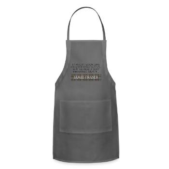 Thinking About Jamie Fraser Outlander Tartan - Adjustable Apron - charcoal - Front - Julia (174cm)