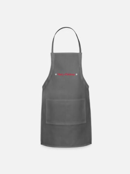 Merry Christmas lettering with snowflakes - Adjustable Apron - charcoal