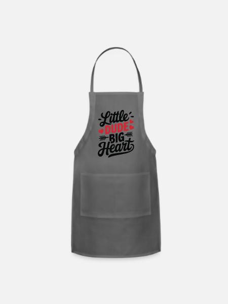 Little Dude Big Heart - Adjustable Apron - charcoal