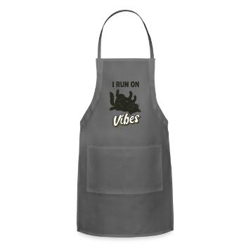 I Run On Vibes Cat - Adjustable Apron - charcoal - Front - Julia (174cm)