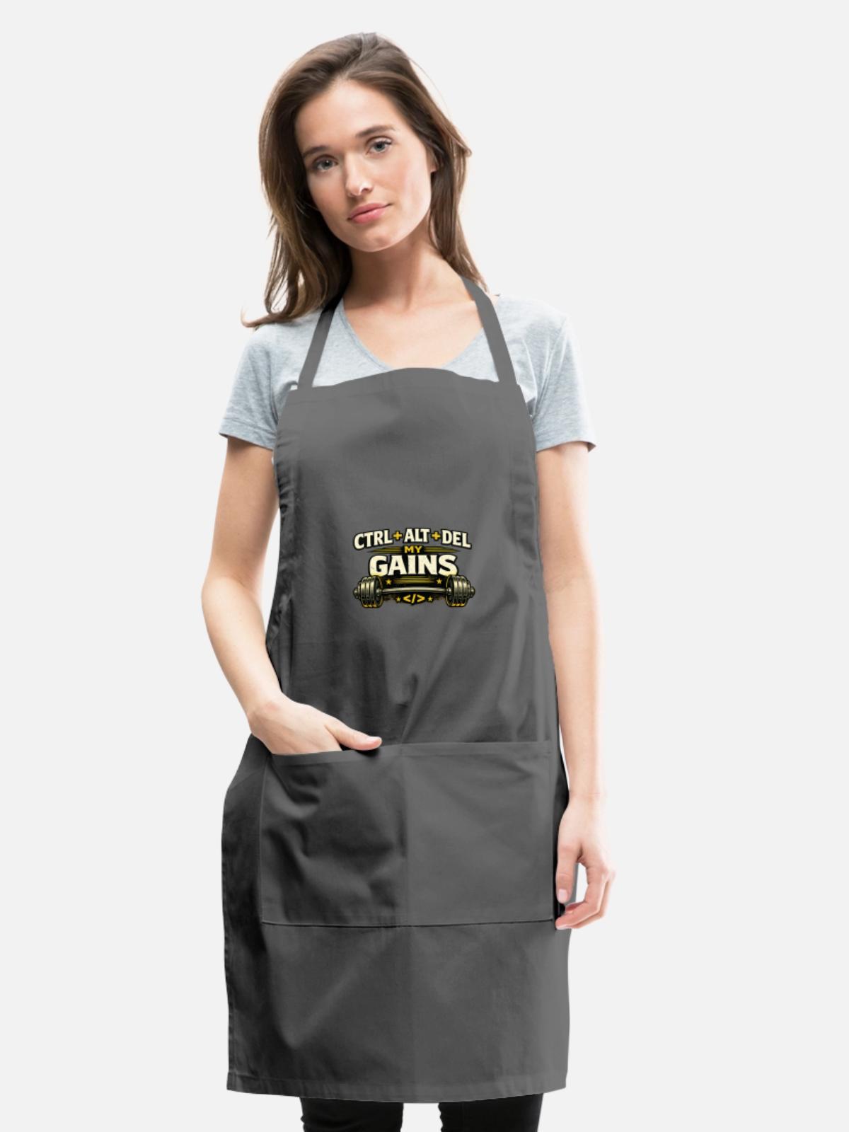 Ctrl Alt Del My Gains - Adjustable Apron - charcoal - Front - Julia (174cm)