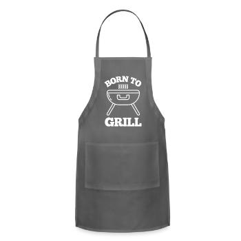 BORN TO GRILL - Adjustable Apron - charcoal - Front - Julia (174cm)