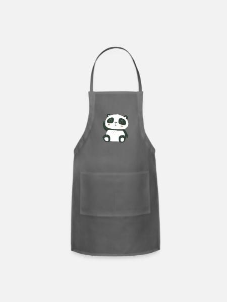 Cute Black Panda Baby - Adjustable Apron - charcoal