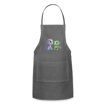 Green Alien Turtle Fusion - Adjustable Apron - charcoal - Front - Julia (174cm)