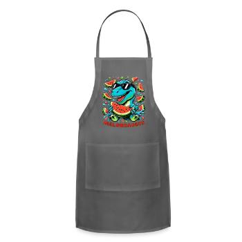 Funny Summer Break T Rex Melonsaurus Cool Watermel - Adjustable Apron - charcoal - Front - Julia (174cm)