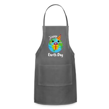Happy Earth Day Planet Earth With Gift Box - Adjustable Apron - charcoal - Front - Julia (174cm)