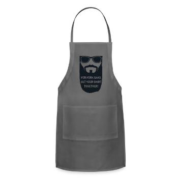 Dad Joke For Fork Sake Get Your Shirt - Adjustable Apron - charcoal - Front - Julia (174cm)