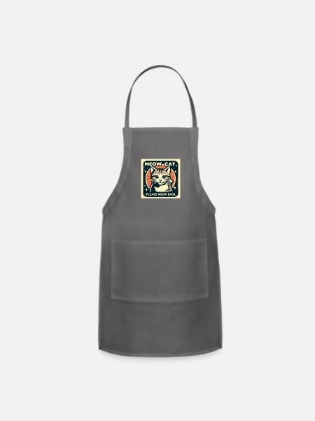 meow cat please meow back baby lasagna eurovision - Adjustable Apron - charcoal