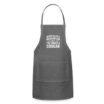 Never Killed a Mountain Lion But I’ve Choked - Adjustable Apron - charcoal - Front - Julia (174cm)