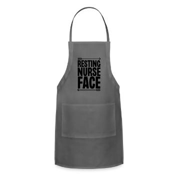 Resting Nurse Face - Adjustable Apron - charcoal - Front - Julia (174cm)
