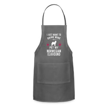 I Just Want To Drink Wine Pet My Norwegian - Adjustable Apron - charcoal - Front - Julia (174cm)