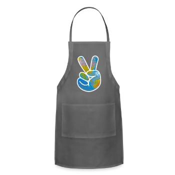 Peace On Earth Map Big Hand Sign World Peace - Adjustable Apron - charcoal - Front - Julia (174cm)