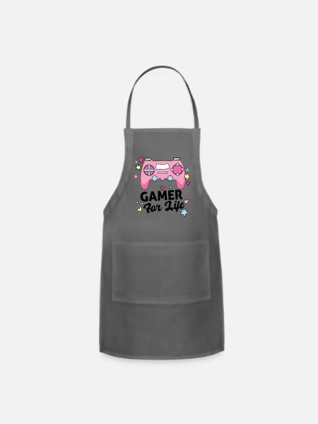 Geek Gamer For Life - Adjustable Apron - charcoal