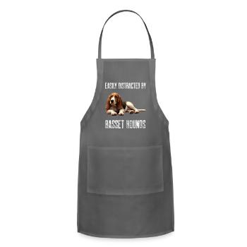 Easily Distracted By Basset Hounds - Adjustable Apron - charcoal - Front - Julia (174cm)