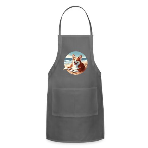 Cute Welsh Corgi Drawing - Adjustable Apron