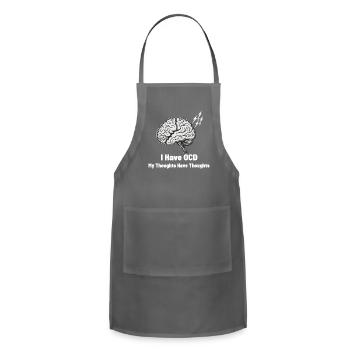 My Thoughts Have Thoughts-Funny OCD Shirt - Adjustable Apron - charcoal - Front - Julia (174cm)