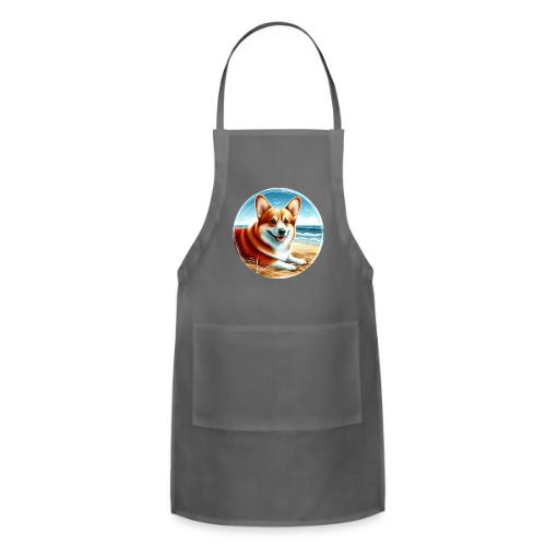 Welsh Corgi Puppy Drawing - Adjustable Apron
