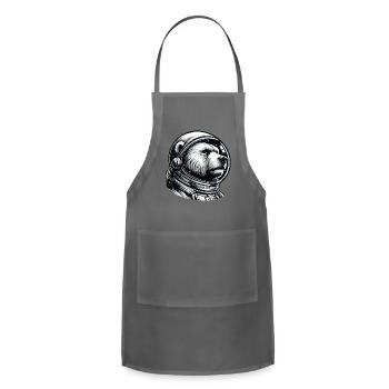 Thoughtful bear in Space - Adjustable Apron - charcoal - Front - Julia (174cm)