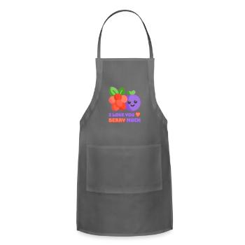 I love You Berry Much! Cute and Punny berry Cartoo - Adjustable Apron - charcoal - Front - Julia (174cm)