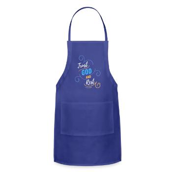 TRUST GOD AND REST (on black) - Adjustable Apron - royal blue - Front - Julia (174cm)