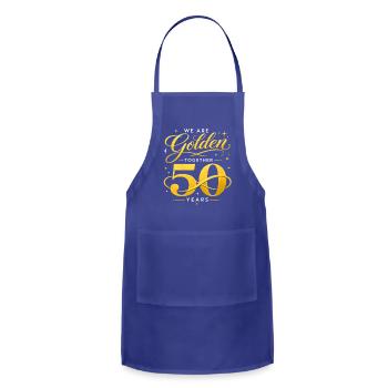 Golden 50 Years 50th Wedding Anniversary - Adjustable Apron - royal blue - Front - Julia (174cm)
