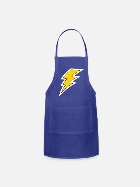 Yellow Lightning, lightning bolt - Adjustable Apron - royal blue