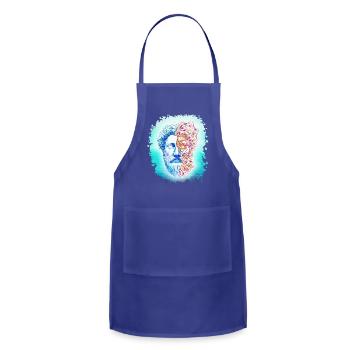 Dual Face of Thought: Blue + Neon Fractals - Adjustable Apron - royal blue - Front - Julia (174cm)