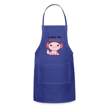 I Love You Axolotl Cute Animal Pun - Adjustable Apron - royal blue - Front - Julia (174cm)
