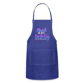 March Is My Yes le Month March - Adjustable Apron - royal blue - Front - Julia (174cm)