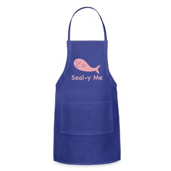 Kawaii Cute Seal Y Me Seal Funny Silly Animal Pun - Adjustable Apron - royal blue - Front - Julia (174cm)