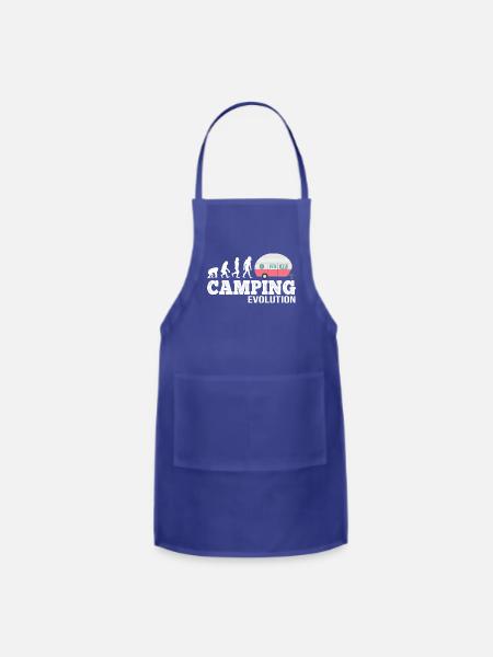 Cute Camping Girls Evolution Camper Van Woman Gift - Adjustable Apron - royal blue