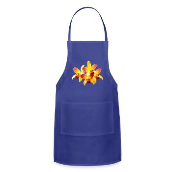 Yellow and Maroon Orchids Brassolaeliocattleya - Adjustable Apron - royal blue - Front - Julia (174cm)
