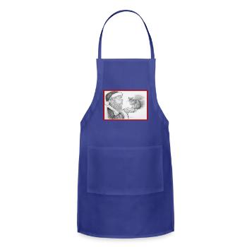 Santa Encounters Squirrel Illustration - Adjustable Apron - royal blue - Front - Julia (174cm)