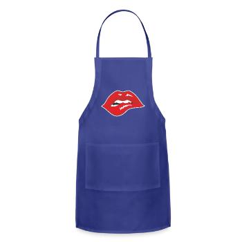 Bold Lip Bite Pop Art - Adjustable Apron - royal blue - Front - Julia (174cm)